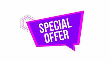 Special Offer text animation on the speech bubble with a purple tone colors. Suitable for promotion, announcement, marketing, advertising. video