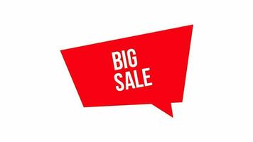 Big Sale text animation on a red speech bubble. Suitable for promotion, announcement, marketing, advertising. Promotion for selling online. video