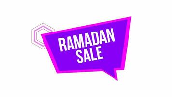 Ramadan vendita testo animazione su il discorso bolla con un' viola tono colori. adatto per promozione, annuncio, marketing, pubblicità video