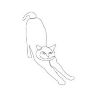 Continuous one line drawing of cute cat out line vector art drawing minimalist design