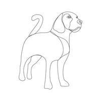 Continuous one line drawing of dog pet out line vector art drawing minimalist design