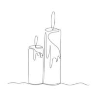 Beautiful candles continuous one line drawing outline vector illustration