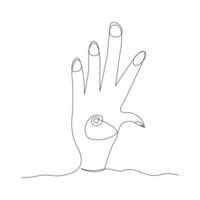 Continuous one line drawing of outline hand vector illustration minimalist design