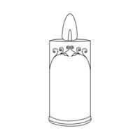 Beautiful candles continuous one line drawing outline vector illustration