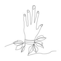 Continuous one line drawing of outline hand vector illustration minimalist design
