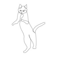 Continuous one line drawing of cute cat out line vector art drawing minimalist design