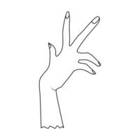 Continuous one line drawing of outline hand vector illustration minimalist design