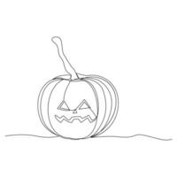 Continuous one line drawing of halloween pumpkin vector illustration