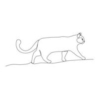 Continuous one line drawing of cute cat out line vector art drawing minimalist design