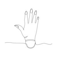 Continuous one line drawing of outline hand vector illustration minimalist design