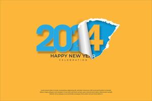 Modern Happy New Year with  realistic Torn Paper colorful simple for Background or Banner vector