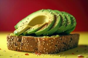 Sliced Avocado toast with sesame seeds on it Generative AI photo