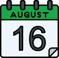 16 August Filled Icon vector