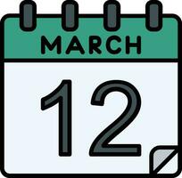 12 March Filled Icon vector