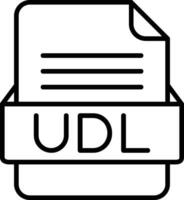 udl archivo formato línea icono vector