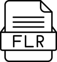 FLR File Format Line Icon vector