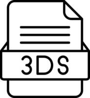 3ds archivo formato línea icono vector