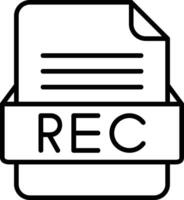 REC File Format Line Icon vector