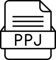 PPJ File Format Line Icon vector