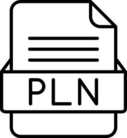 PLN File Format Line Icon vector