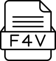 F4V File Format Line Icon vector