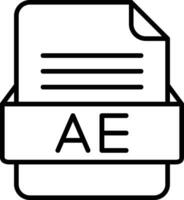 AE File Format Line Icon vector