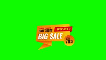 Big Sale Offer Banner in Green Screen. Green Screen Animation Video