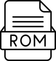 ROM archivo formato línea icono vector