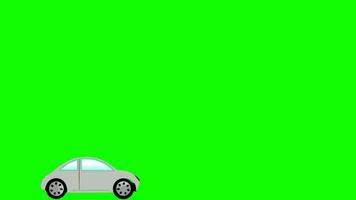 mini auto nel verde schermo. verde schermo auto animazione video