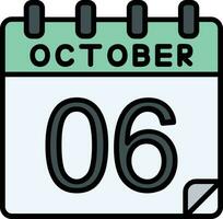 6 October Filled Icon vector
