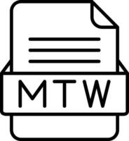 MTW File Format Line Icon vector