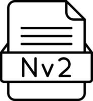 nv2 archivo formato línea icono vector