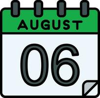 6 August Filled Icon vector