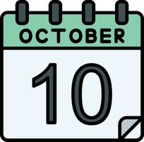 10 October Filled Icon vector