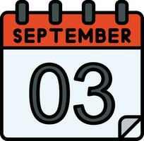 3 September Filled Icon vector