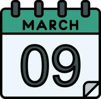 9 March Filled Icon vector