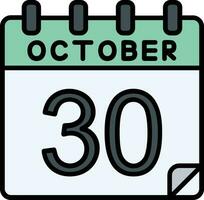 30 October Filled Icon vector