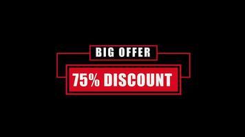 Big sale offer discount 75 percent off sign banner for promo video.Special offer discount tags. Promotional advertising banners. video