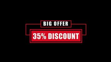 Big sale offer discount 35 percent off sign banner for promo video.Special offer discount tags. Promotional advertising banners. video