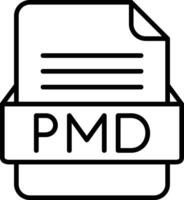 pmd archivo formato línea icono vector