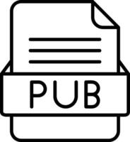 PUB File Format Line Icon vector