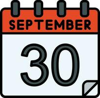 30 September Filled Icon vector