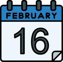 16 February Filled Icon vector