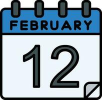 12 febrero lleno icono vector