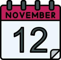 12 noviembre lleno icono vector