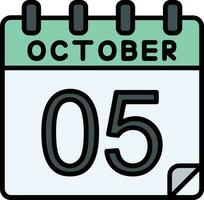 5 October Filled Icon vector