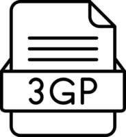 3gp archivo formato línea icono vector