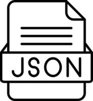 json archivo formato línea icono vector