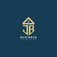 initial letter JB with simple house roof creative logo design for real estate company vector