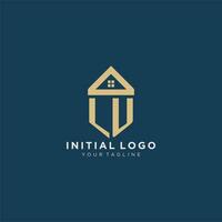 initial letter LU with simple house roof creative logo design for real estate company vector